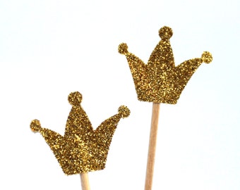 40 gold Toothpicks crown, Double Sided Party Picks, Cupcake Topper, Baby Shower Decoration, Birthday Pick, duchess kate, tiara, #12