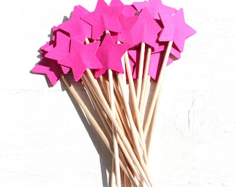 20 Süße Cupcake Toppers, Stern, pink, Tortendeko, Kuchendeko, Muffin Dekoration, Stern, muffin fähnchen, sterne, Geburtstag