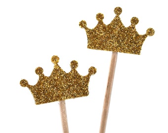 40 Gold Crown, Party Picks, glitter, Cupcake, Toppers, Krone, Muffin-Dekoration Krönchen, Duchess Kate, Cupcake Topper, queen, princess