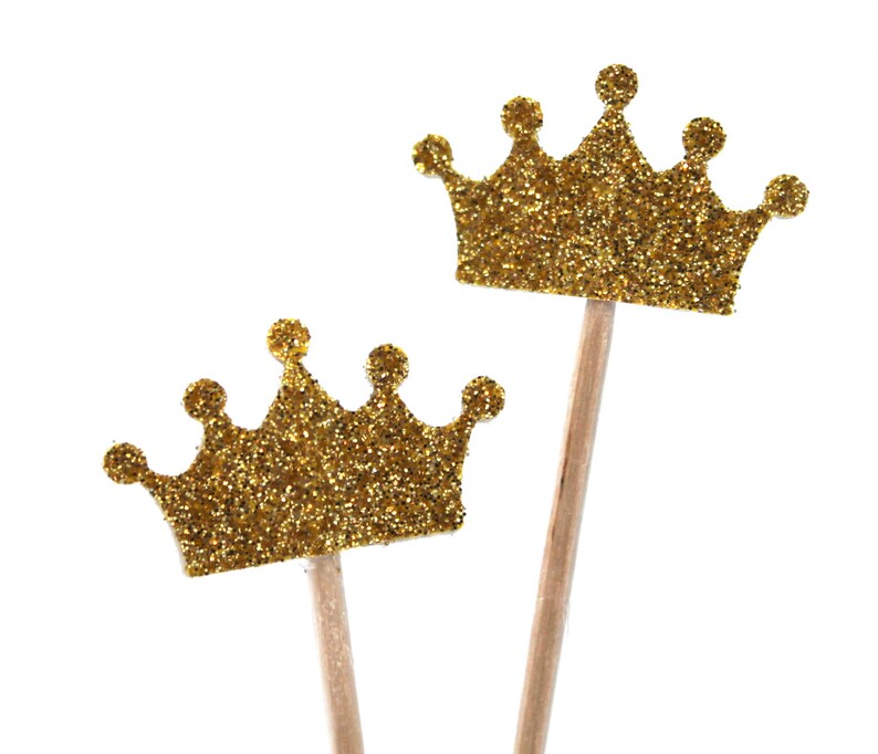 Golden crown, Party Picks, Cupcake Topper, Tiara, Baby Shower Decoration, Birthday Pick, Crown, #01