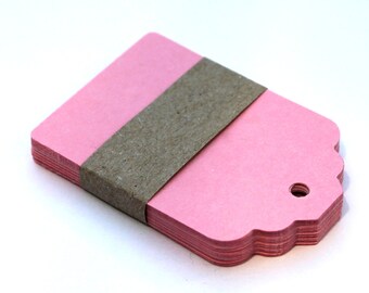 50 small Kraft Tags  Die Cut- Double Sided Cardstock Wish Tags, Escort Cards, Gift Tag, Note Card