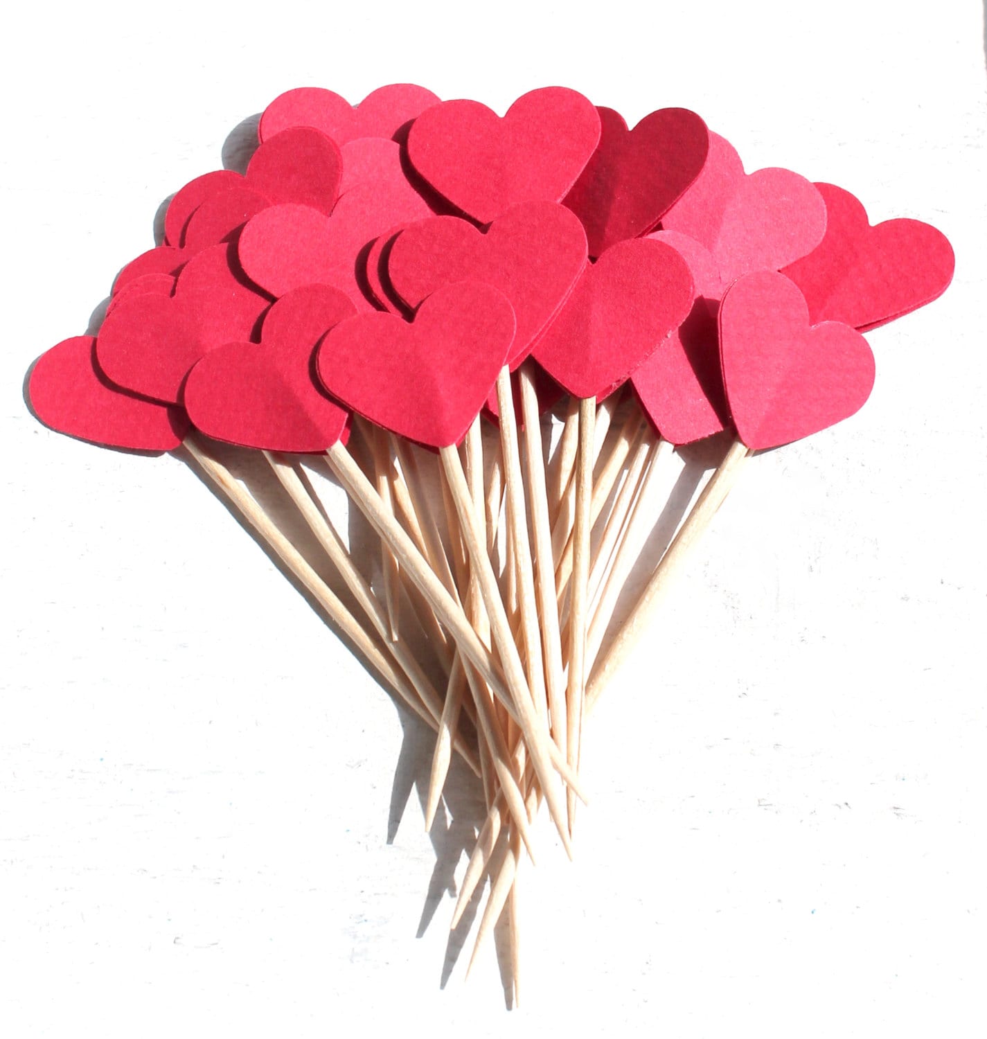 Red Heart, Topper, Toothpicks ,double Sided, Party Picks, Cupcake
