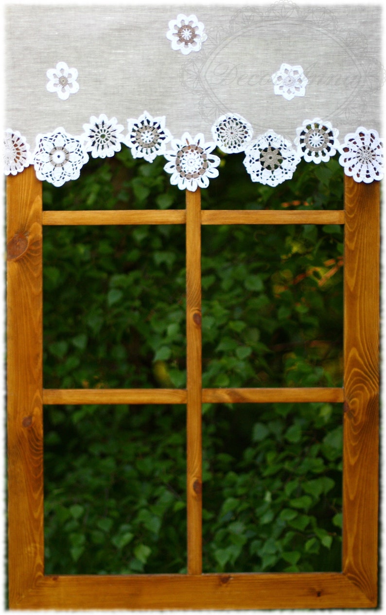 Oggi Gettysburg Mantovana Per Tendaggio In Cotone Uncinetto 50,8 Cm - Ecru Con Nappe E Perline In Legno