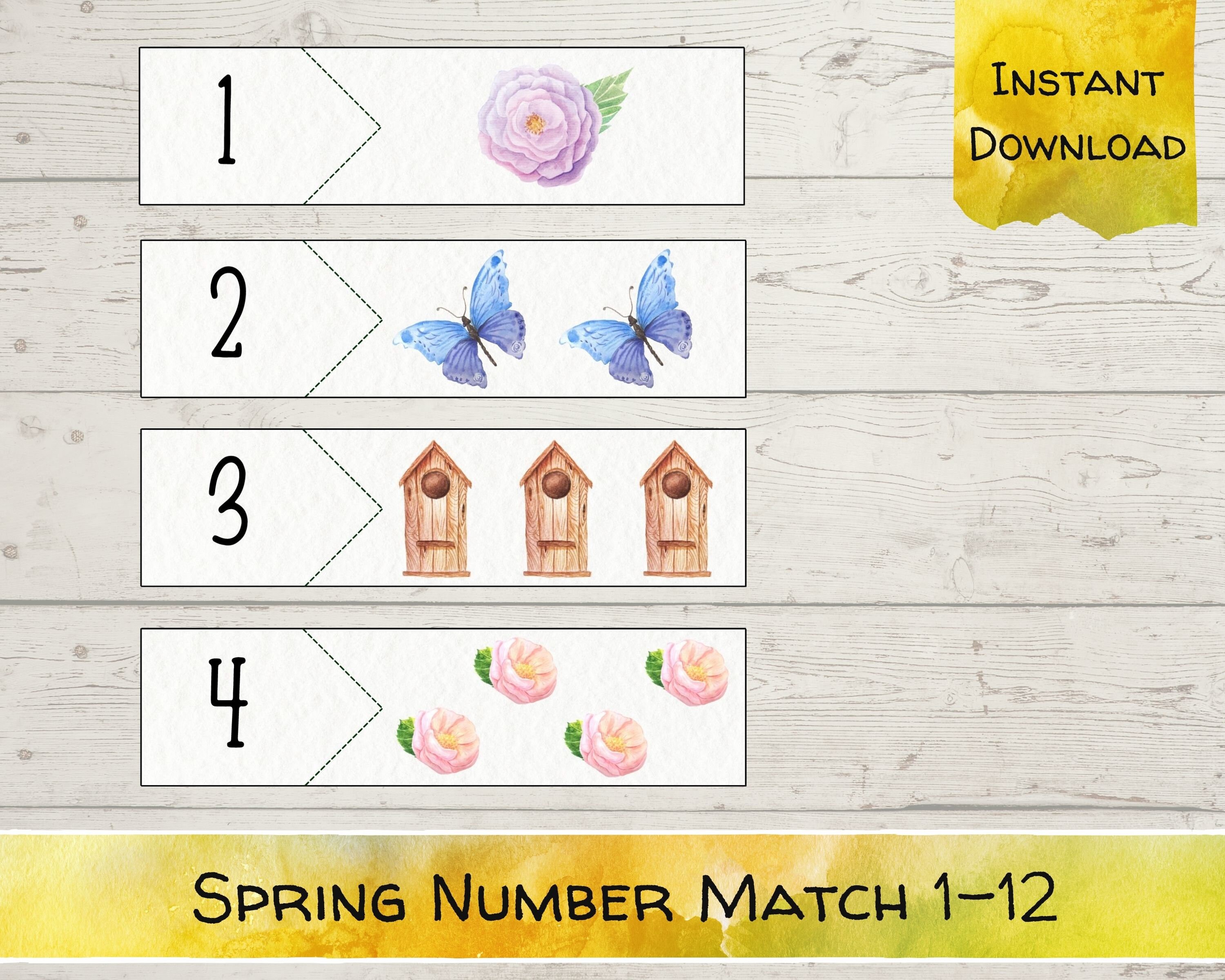 Spring Number Match 1 12 Number Counting Strips Etsy