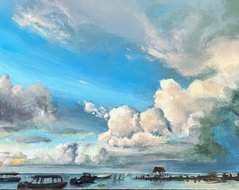 Boats in the Water-Original Landscape Painting