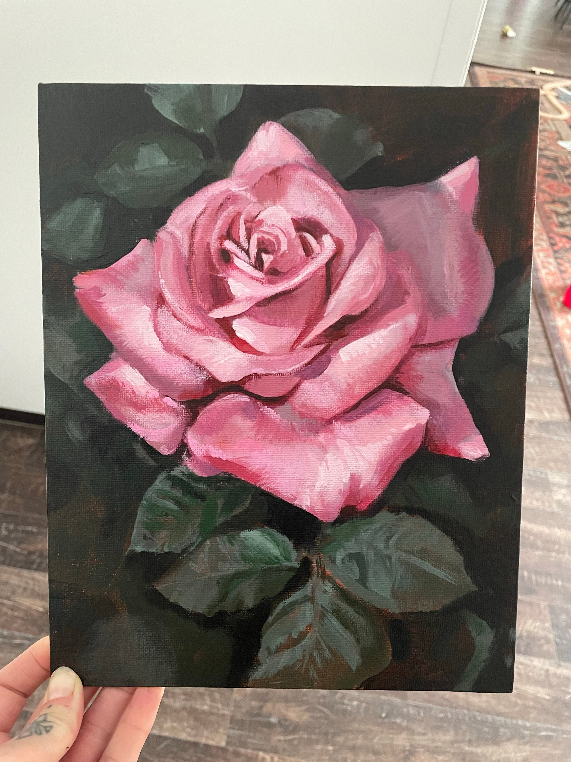 Pink Rose Study-original Painting - Etsy