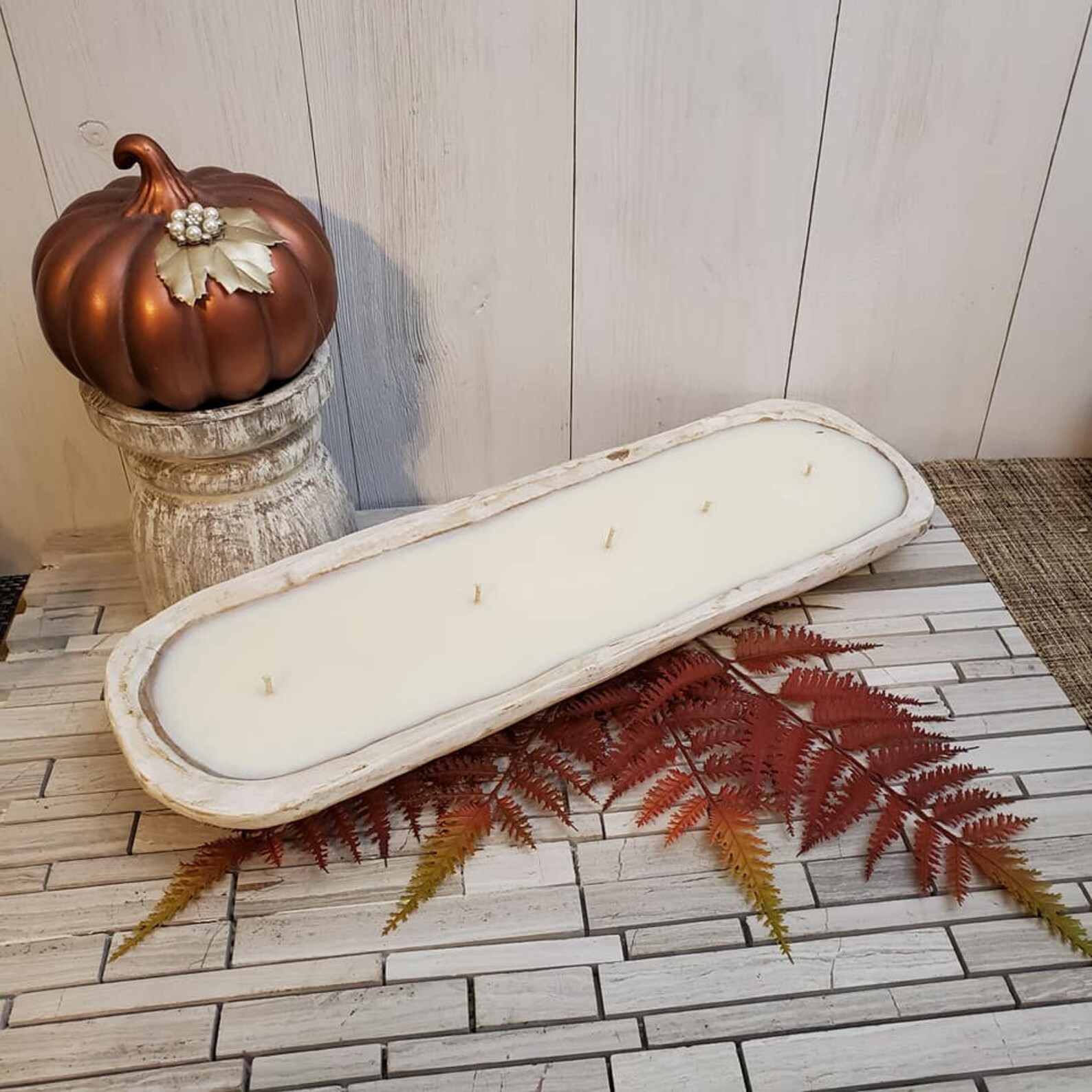 White Dough Bowl Candle Dough Bowl Centerpiece 5 wick Soy Etsy