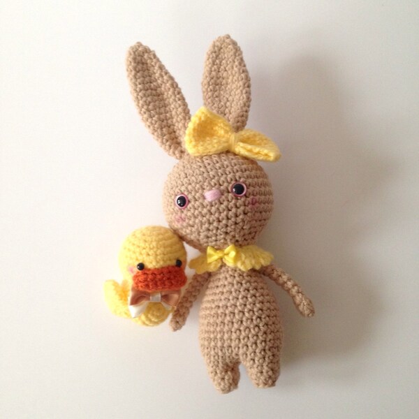 Amigurumi Bunny Toy Amigurumi Ducky Duck Crochet Bunny Doll Rabbit Crochet Ducky Plush Kids Toy Kawaii Birthday Gift Ideas