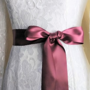 Burgundy Red Satin Sash, Dark Red Ribbon Belt, Bridal Gown Wedding Dress Waist Decor, Bride or Bridesmaid Satin Ribbon Sash Belt, 2&quot; 50mm