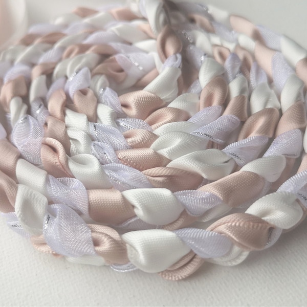 Thin Hand Binding Cord, Rose Gold White Blush, Outlander Style Unity Rope, Elopement, Romantic Intimate Wedding, Bridal Bind Cord, 6' Long