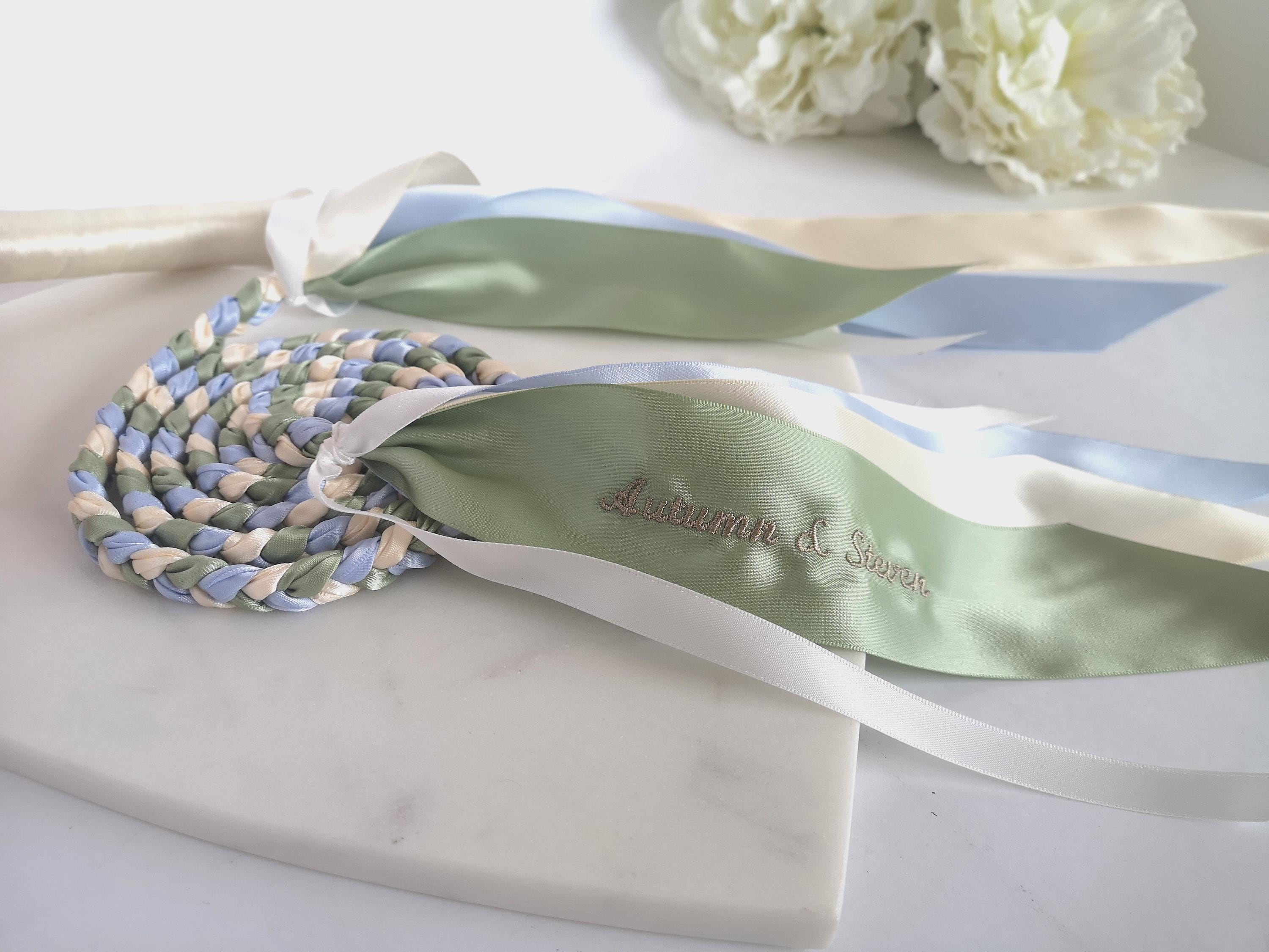 Handmade Handfasting Ribbons Custom Handfasting Cord: Personalized Embroidered Wedding Hand Bind ...