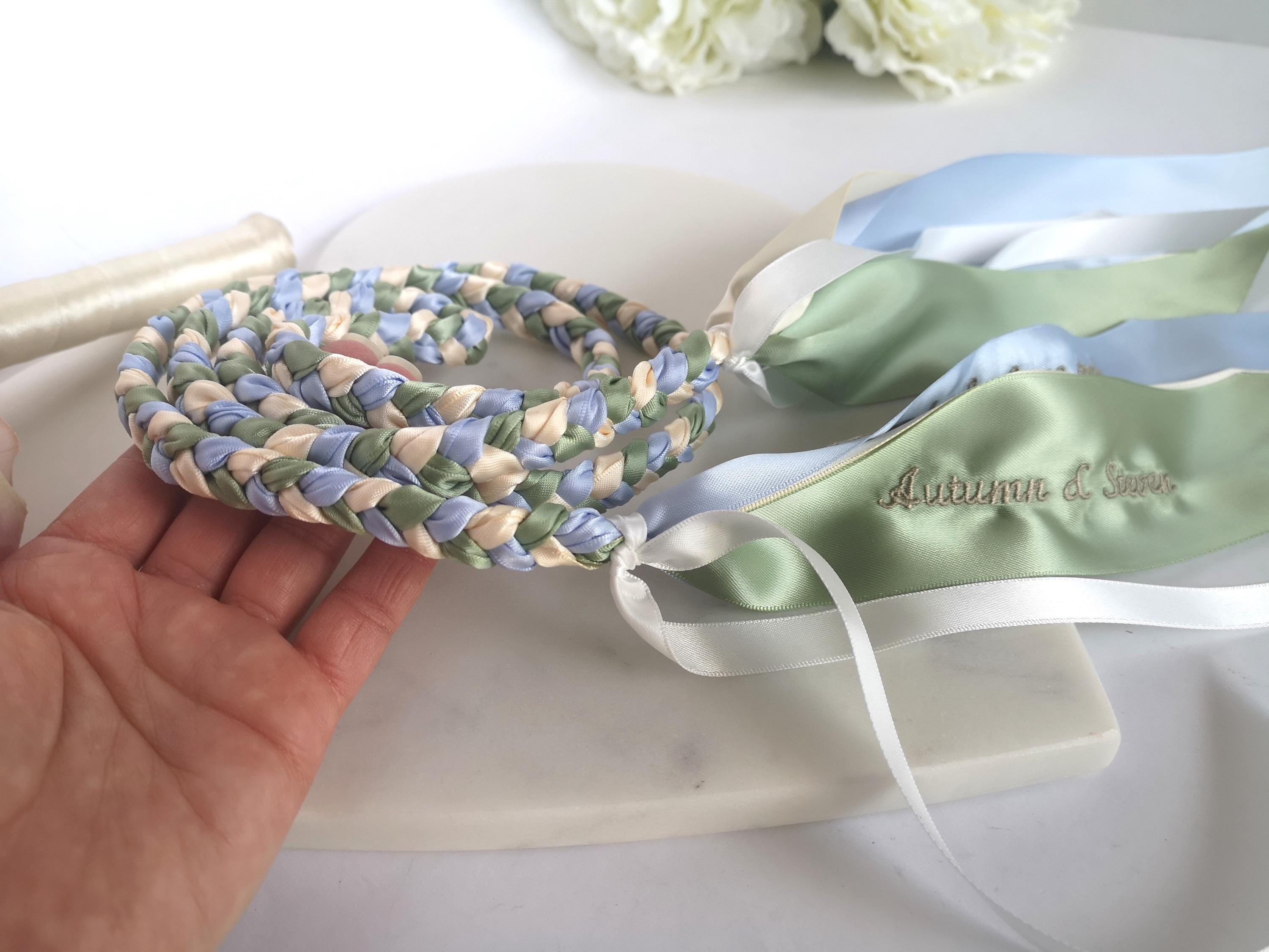Handmade Handfasting Ribbons Custom Handfasting Cord: Personalized Embroidered Wedding Hand Bind ...