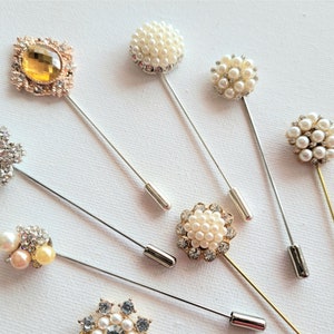 Pearl Rhinestone Lapel Pin: Wedding Groomsmen Boutonniere