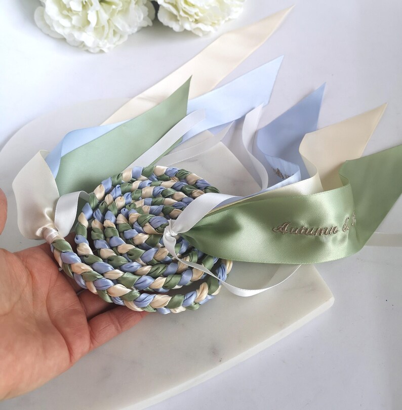 Handmade Handfasting Ribbons Custom Handfasting Cord: Personalized Embroidered Wedding Hand Bind ...