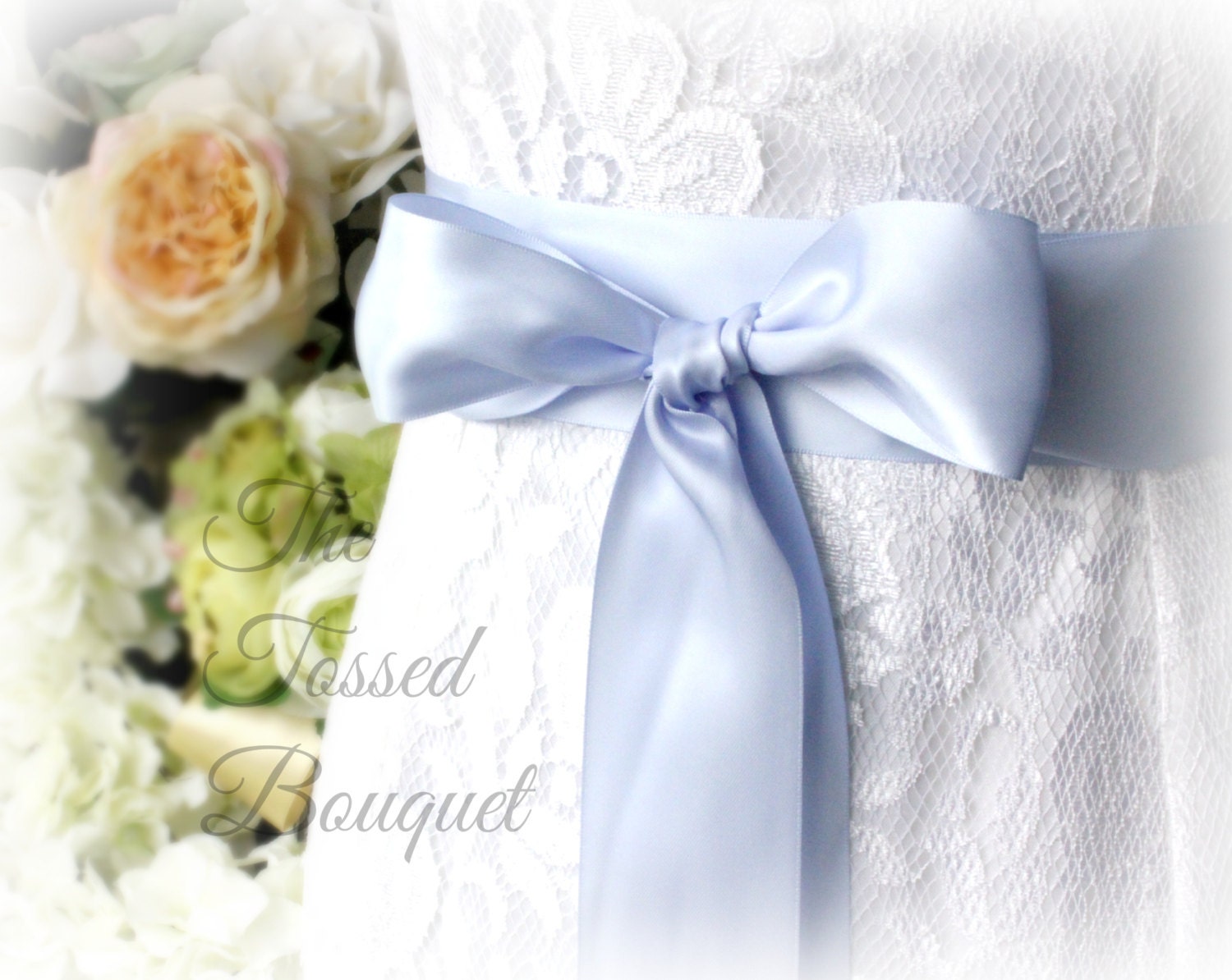 Light Sky Blue Satin Ribbon Wedding Dress Sash Bridal Belt