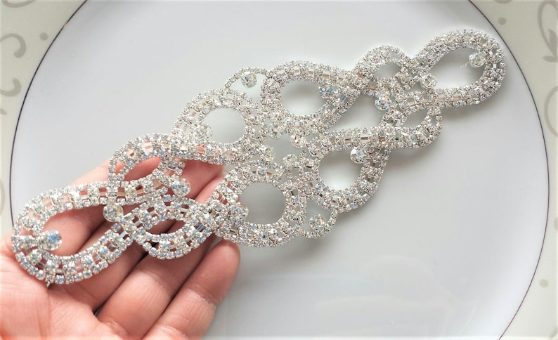 Rhinestone Infinity Applique Silver Clear Trim Wedding Etsy
