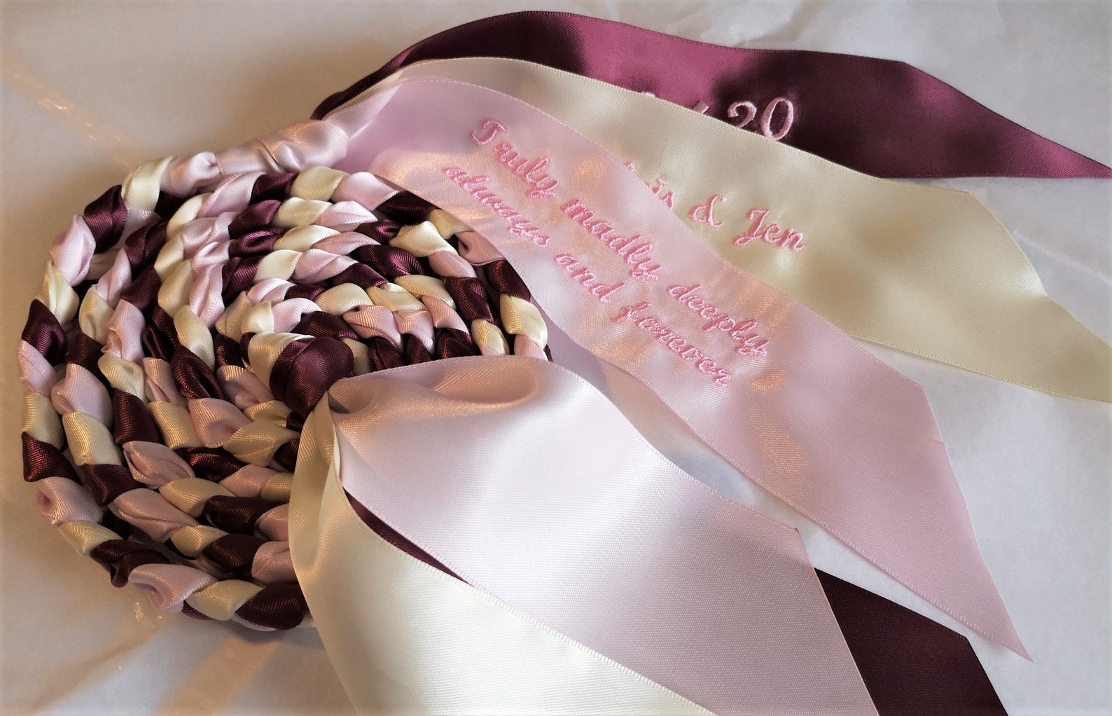 Handmade Handfasting Ribbons Custom Handfasting Cord, Personalized Embroidered Braided Satin Ribbons ...
