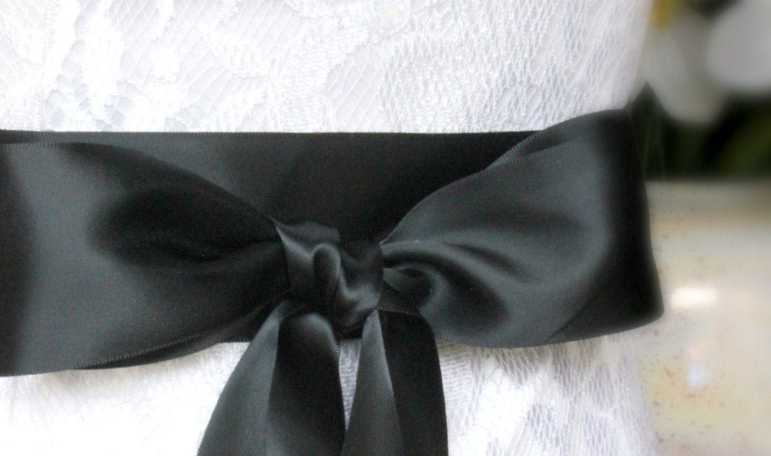 Black Ribbon Sash, Satin Ribbon Belt, Wedding Dress Belt