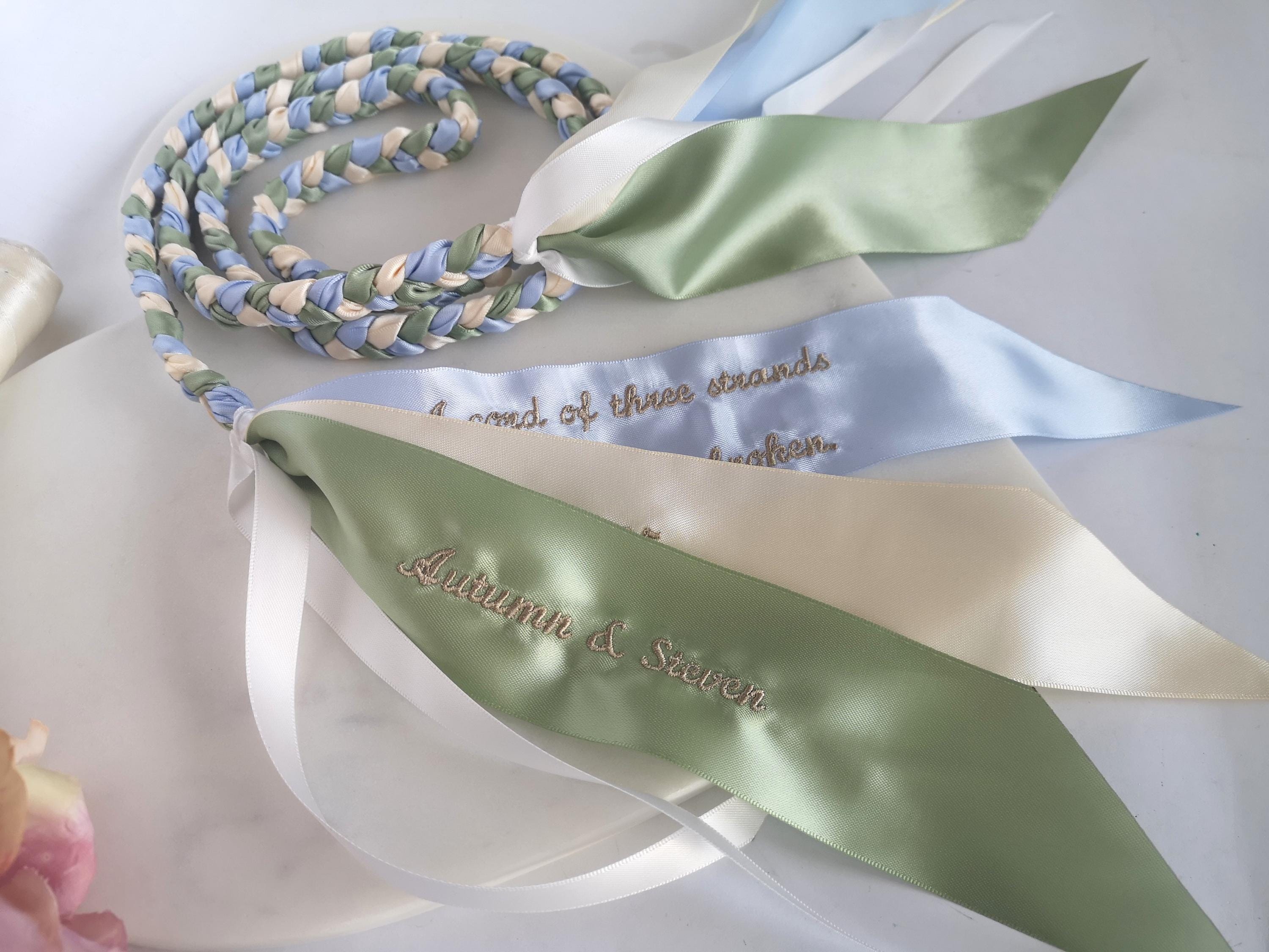 Handmade Handfasting Ribbons Custom Handfasting Cord: Personalized Embroidered Wedding Hand Bind ...
