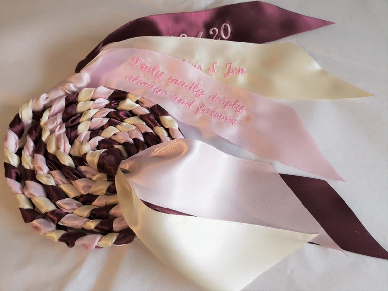 Custom Handfasting Cord, Personalized Embroidered Braided Satin Ribbons ...