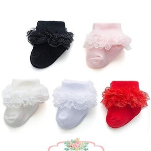 Lace Baby Socks - Ruffle Baby Socks - Toddler Ruffle Socks - Baptism Socks - Socks for Baby Girl - Frilly Socks - 1st Birthday Socks