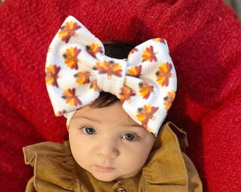 Thanksgiving Headband Baby Girl - Thanksgiving Hairbow - Thanksgiving Headwrap - Turkey Headband - Turkey Headwrap - My 1st Thanksgiving