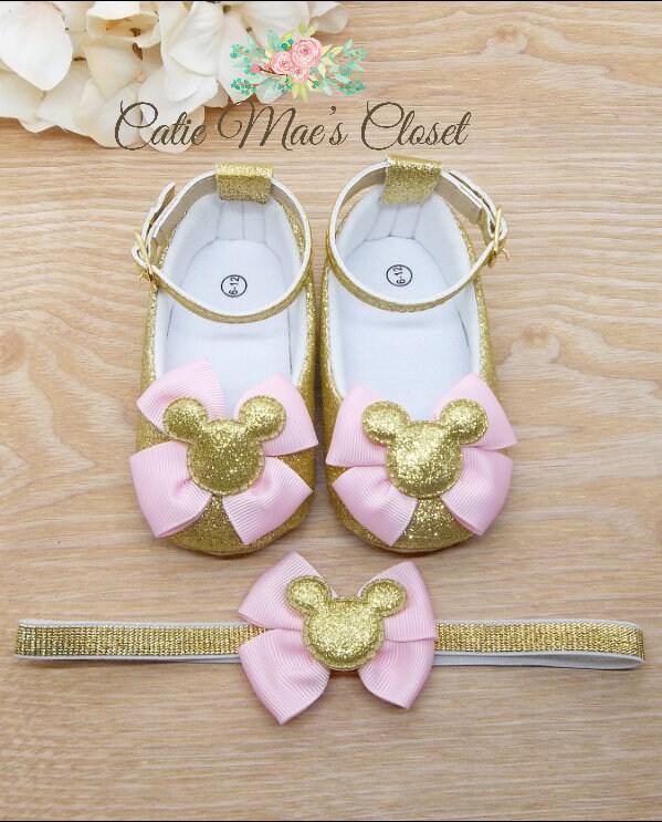 Minnie Mouse Shoes Pink and Gold - Etsy