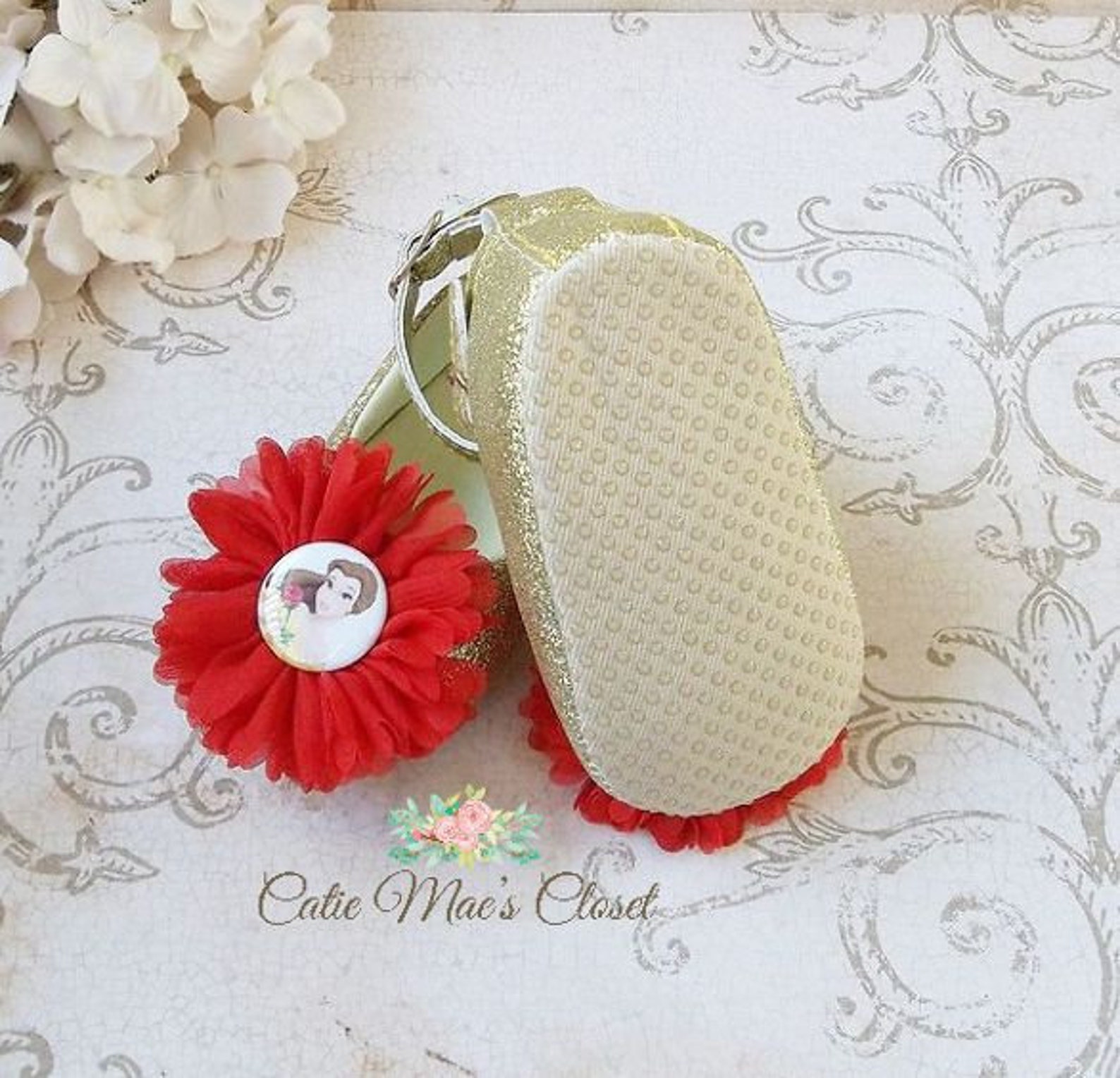 Belle Shoes Belle First Birthday Belle Headband Belle Etsy