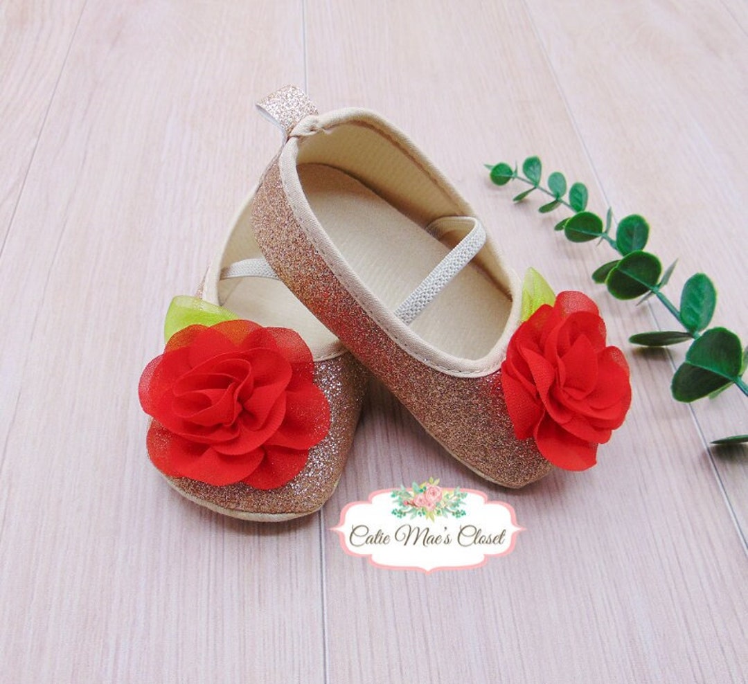 Princess Belle Shoes Belle Birthday Outfit Beauty and the Beast Birthday Outfit Red Rose Shoes