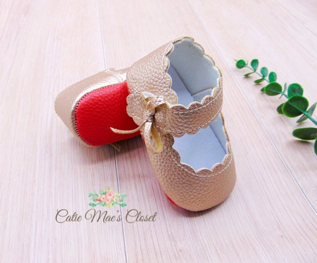 Baby Girl Red Bottom Shoes Red Bottom Baby Shoe Gold Baby Etsy
