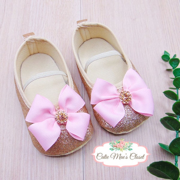 Pink and Gold Shoes - Pink and Gold Baby Outfit - Pink and Gold 1st Birthday - Princess Shoes - First Birthday Shoes - Princess 1st Birthday