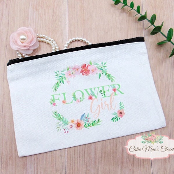 Flower Girl Makeup Bag - Flower Girl Proposal Gift - Flower Girl Bag - Gift For Flower Girl - Wedding Gift - Rehearsal Dinner Gift