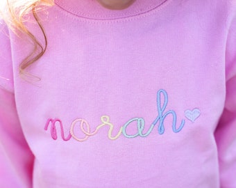 Girls Embroidered Sweatshirt, Embroidered Sweatshirt for Toddler, Toddler Name Sweatshirt, Girls Monogram Sweatshirt, Personalized Toddler