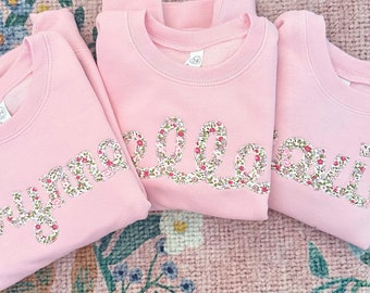 Girls Monogram Sweatshirt, Monogrammed Sweatshirt for Toddler Girls, Girls Personalized Sweatshirt, Embroidered Sweatshirt with Name