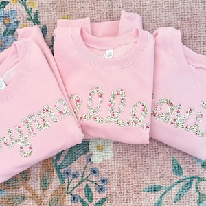Girls Monogram Sweatshirt, Monogrammed Sweatshirt for Toddler Girls, Girls Personalized Sweatshirt, Embroidered Sweatshirt with Name