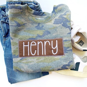 Personalized Boys Camo Sweatshirt, Personalized Sweatshirt for Toddler Boys, Boys Sweatshirt with Names, Embroidered Sweatshirt, Monogrammed