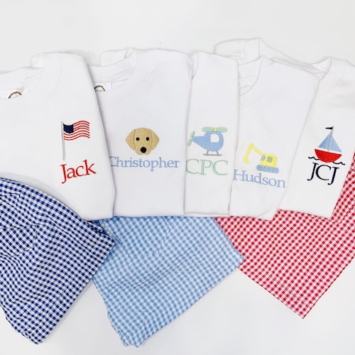 Boys Monogrammed Shirt and Shorts Set Monogrammed Outfit for Etsy