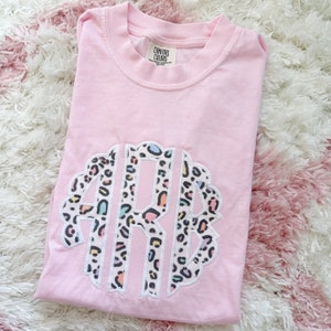 Monogrammed Applique Comfort Colors Tee, Monogrammed Shirt for Women, Birthday Gift, Bridal Party, Bridesmaids, Personalized, Embroidered