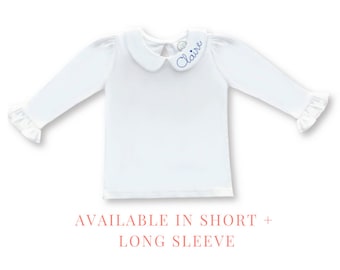 Personalized Peter Pan Collar Shirt, Peter Pan Collar Shirt with Name for Toddler, Embroidered Peter Pan Collar Shirt for Girls, Boys Shirt
