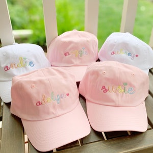 Girls Monogrammed Hat, Monogrammed Baseball Cap for Girls, Personalized Hat for Girls, Girls Rainbow Baseball Cap, Embroidered Baseball Cap