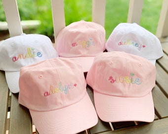 Girls Monogrammed Hat, Monogrammed Baseball Cap for Girls, Personalized Hat for Girls, Girls Rainbow Baseball Cap, Embroidered Baseball Cap