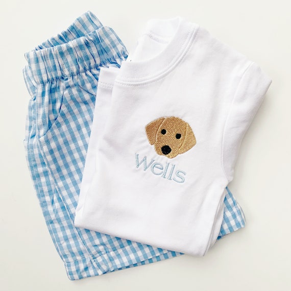 Personalized Boys Shirt and Shorts Set – Custom Embroidered Summer Outfit – 100% Cotton – Toddler Name Shirt – Optional Shorts