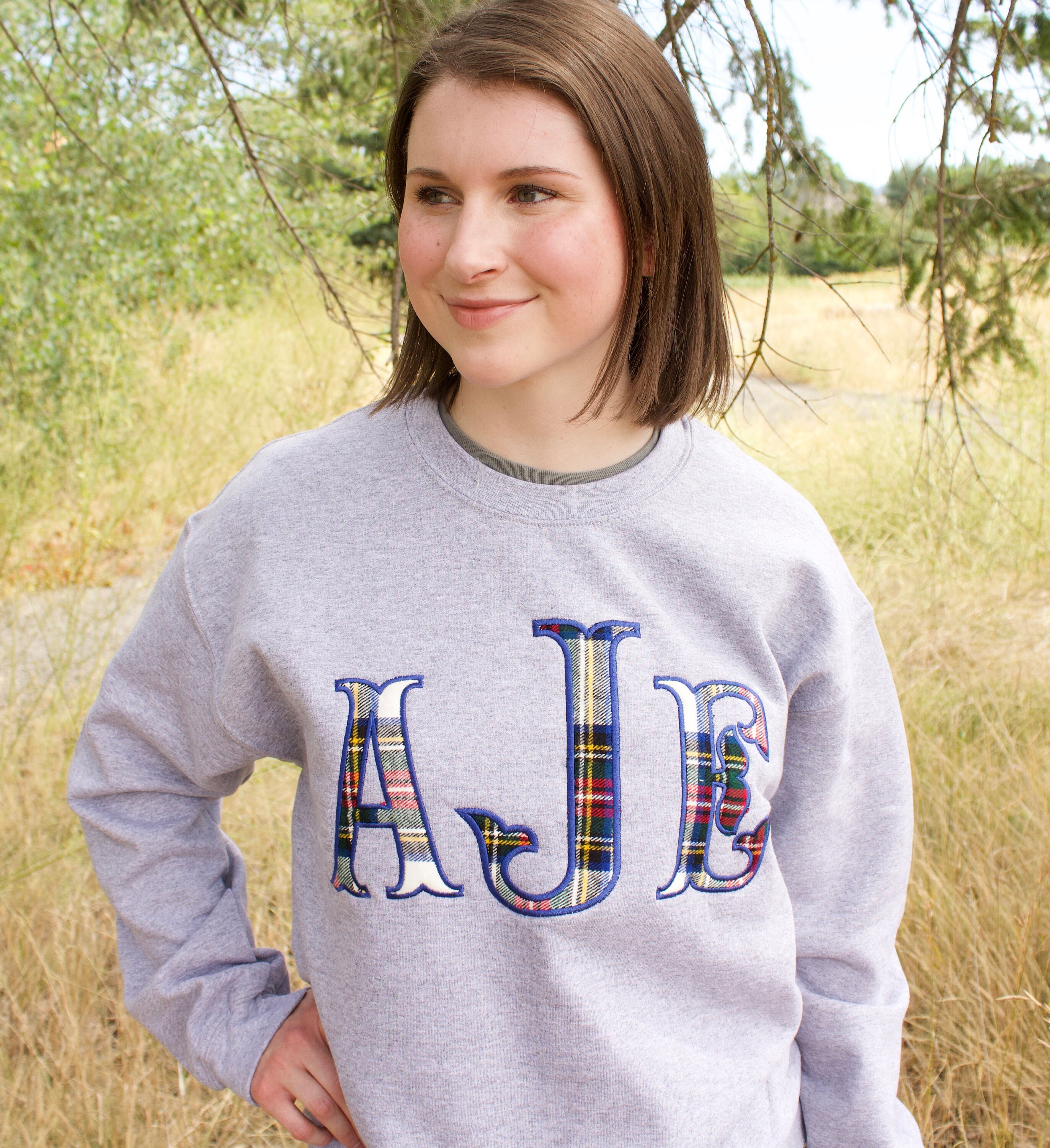 plaid monogram sweatshirt