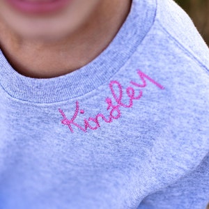 Kids Monogrammed Collar Sweatshirt, Boys Monogrammed Sweatshirt, Girls Monogrammed Sweatshirt, Personalized Neckline Sweatshirt, Embroidered