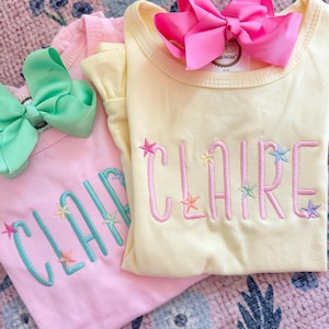 Monogrammed Girls Shirt, Personalized Shirt for Toddler Girls, Personalized Dress for Girls, Embroidered, Girls Monogram Bubble, Embroidered