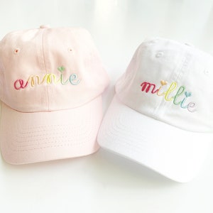 Girls Monogrammed Hat, Monogrammed Baseball Cap for Girls, Personalized Hat for Girls, Girls Rainbow Baseball Cap, Embroidered Baseball Cap