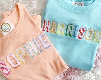 Boys Rainbow Name Shirt, Personalized Shirt for Toddler Boys, Girls Personalized Dress, Personalized Shirt for Toddler Girls, Embroidered