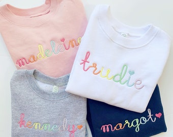 Girls Embroidered Sweatshirt, Embroidered Sweatshirt for Toddler, Toddler Name Sweatshirt, Girls Monogram Sweatshirt, Personalized Toddler