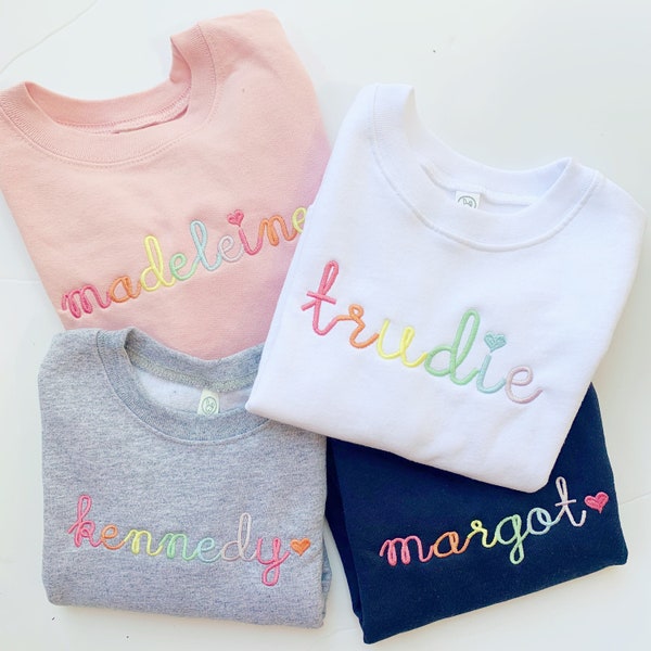Girls Embroidered Sweatshirt, Embroidered Sweatshirt for Toddler, Toddler Name Sweatshirt, Girls Monogram Sweatshirt, Personalized Toddler