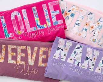 Personalized Appliqué Mom Shirt, Embroidered with Kids Names